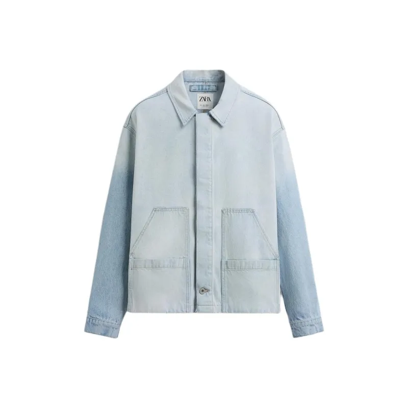 ZARA Denim Jackets Men Light Blue-0