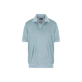 GIORGIO ARMANI Short sleeved Polo Shirt In Linen Jersey