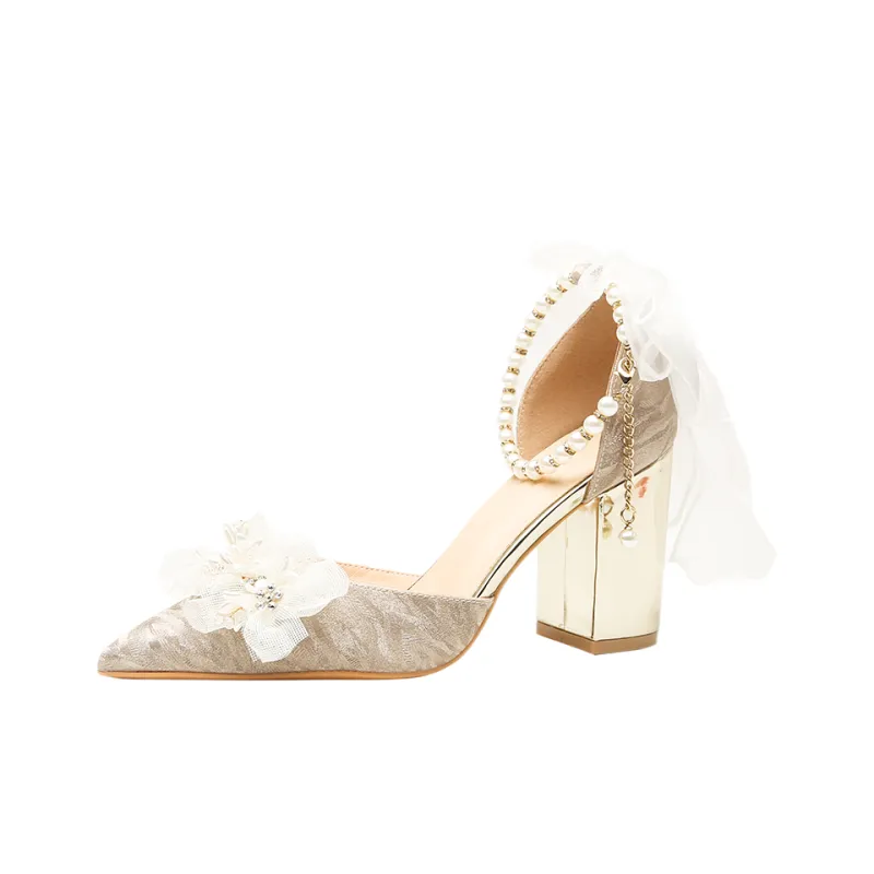 GOSO High Heels Women's Silver/Champagne Gold-5