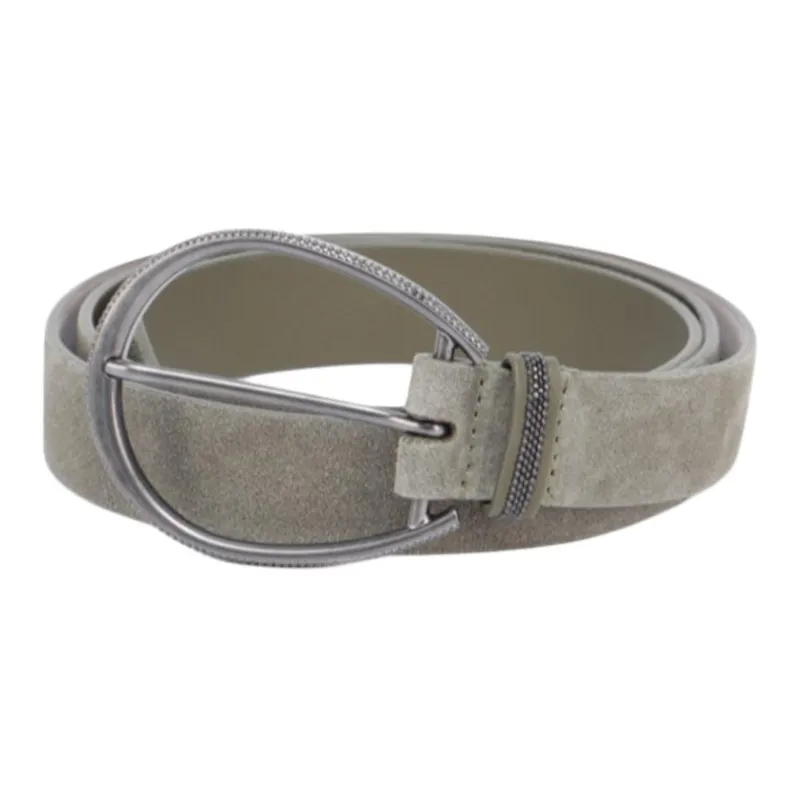 Brunello Cucinelli Suede Leather Belts Women's Green 2.5CM-0