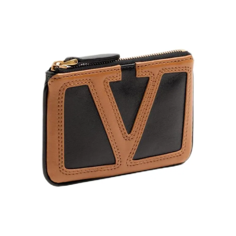 Valentino GARAVANI Nappa Leather Coin Purse Women's Brown & Black-2