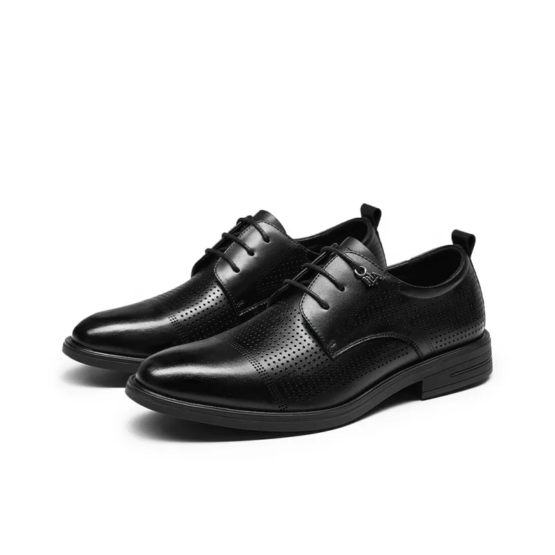 HLA Dress Shoes Men Low Top Black-1