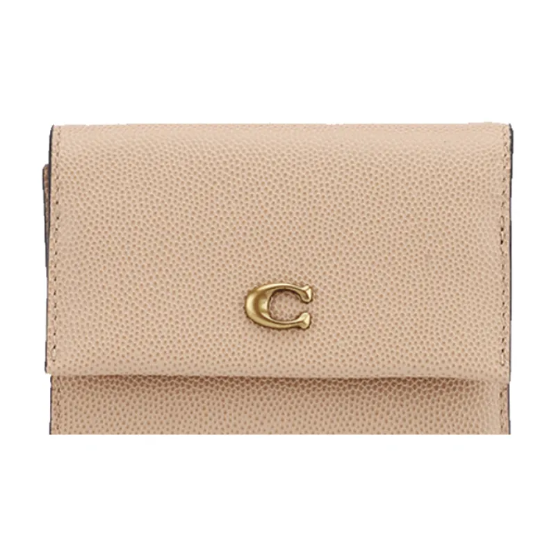 COACH Foldover Leather Wallet, Wallet Women's Camel-4