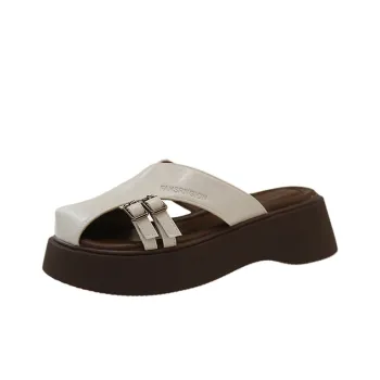 WUJI Rubber Sole Metal Cut Out Slip Resistant Abrasion Resistant Closed Toe Slippers Women's