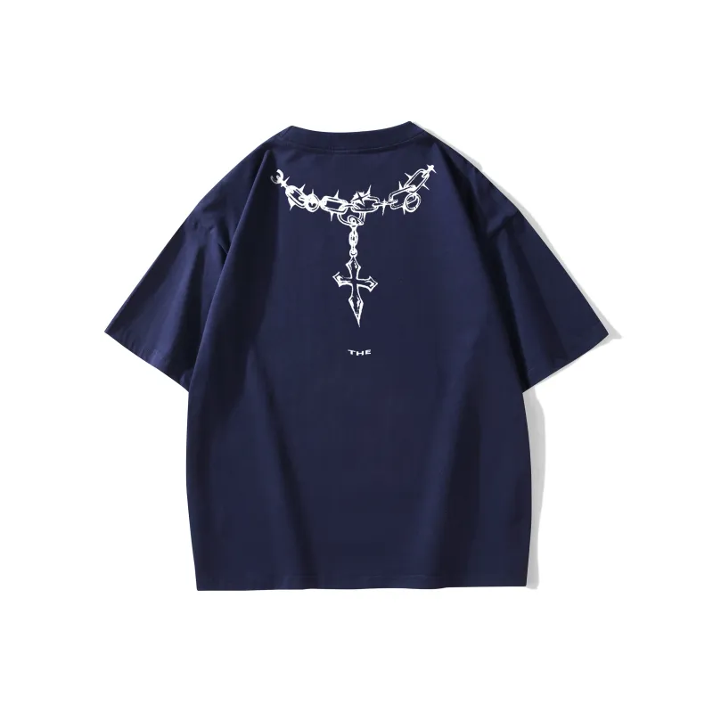FONDLOOK T Shirts Unisex Navy Blue-1