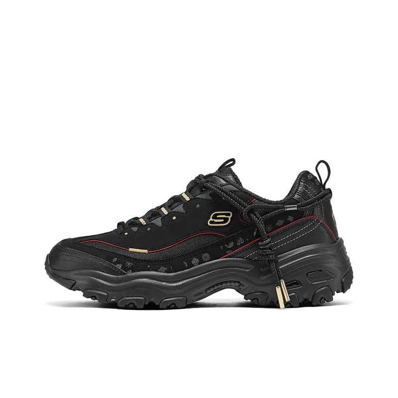 Skechers DLITES Wear Resistant Slip Resistant Low Top Chunky Sneakers Men's Black-0