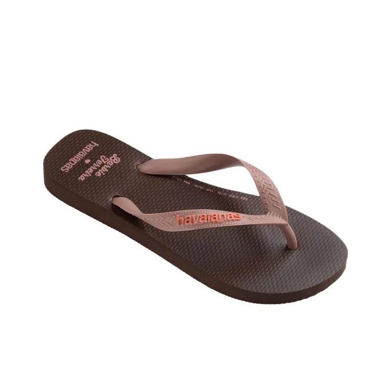 Havaianas Rubber Sole Abrasion Resistant Flip Flops Unisex Brown-1