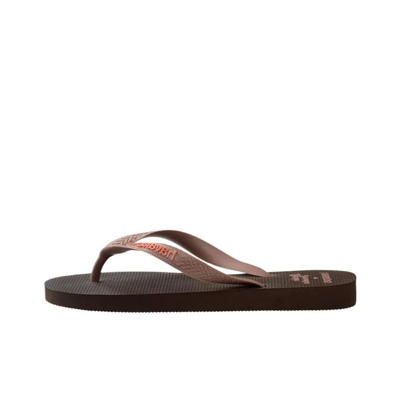Havaianas Rubber Sole Abrasion Resistant Flip Flops Unisex Brown-0