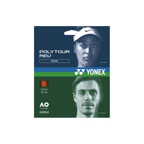 YONEX Tennis Racket Strings Polyester Unisex 12m*1.25mm Bright Orange Nylon Unisex 1.25mm*11m White