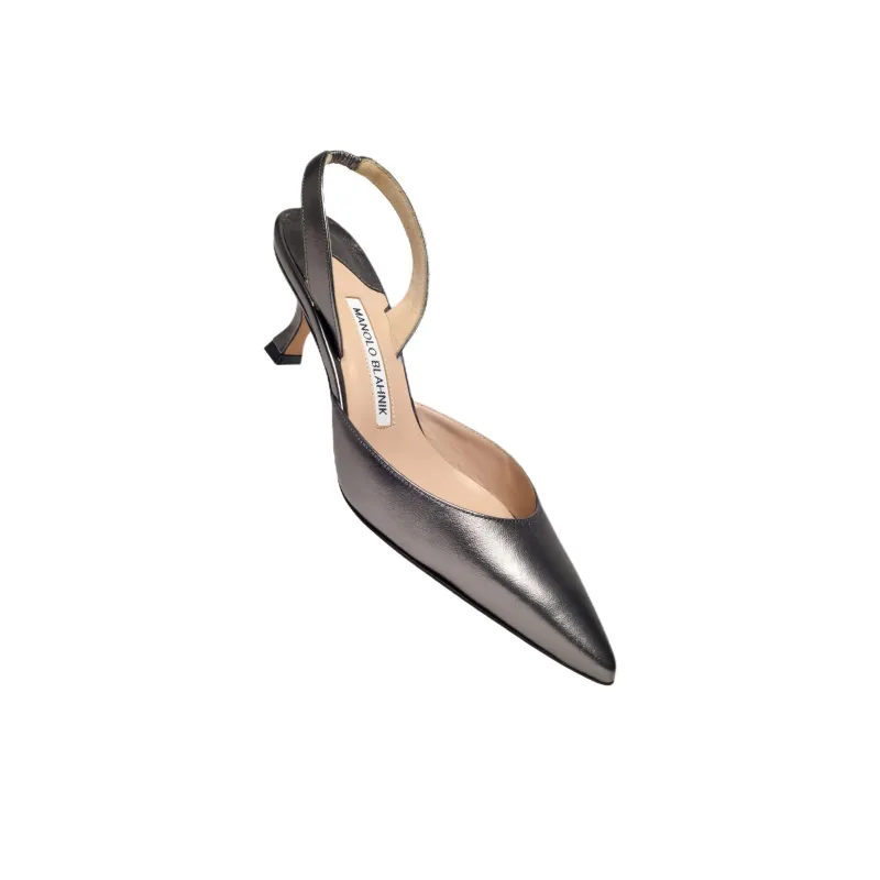 MANOLO BLAHNIK Carolyne Slim Heel High Heels 5cm Women's Silver-3