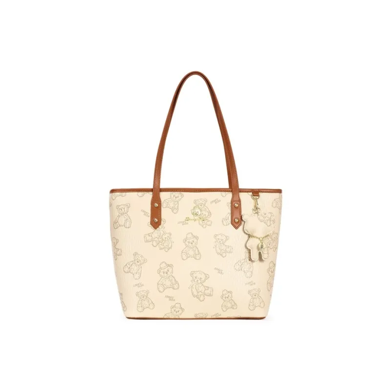 DANNYBEARJEANS PVC Tote Bag, Shoulder Bag Regular Women's Cherry Blossom Pink/Creamy Apricot/Cocoa Brown-3