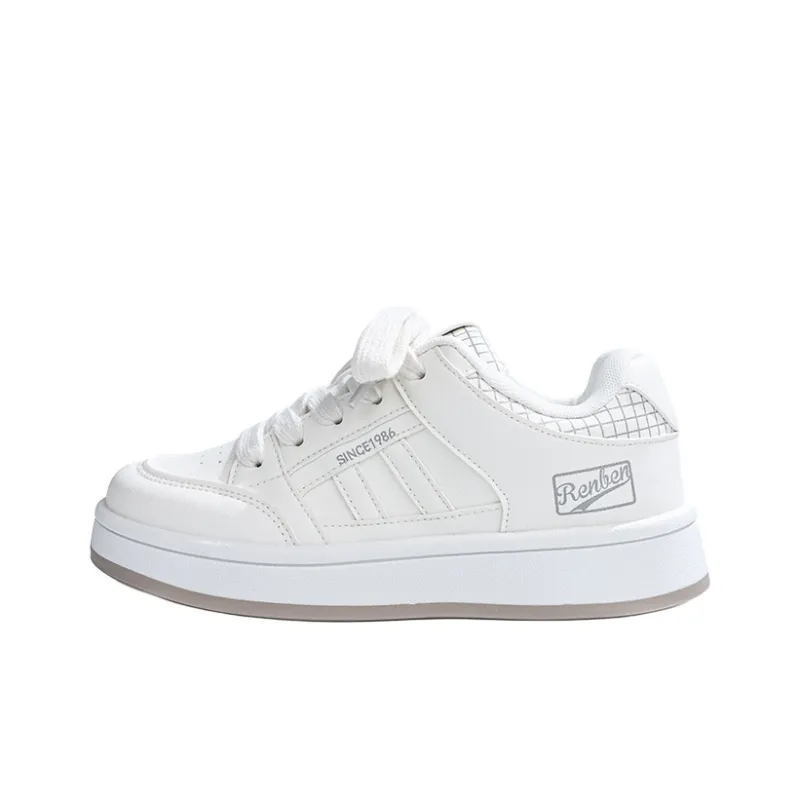RENBEN Slip Resistant Height Increasing Low Top Skateboard Shoes Women's Beige-0