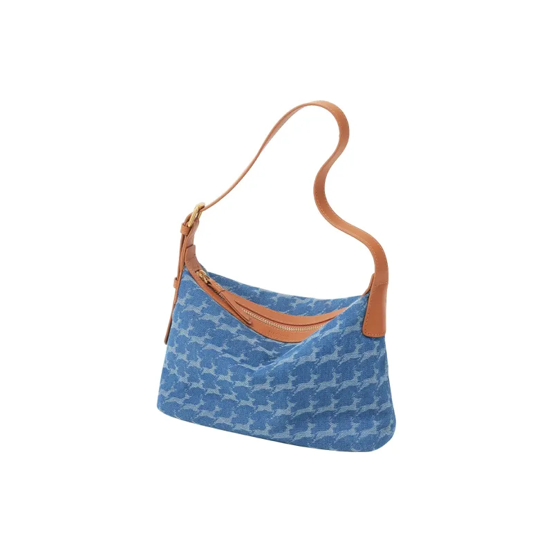 Miao Di Fabric Shoulder Bag Women's Denim Blue-2