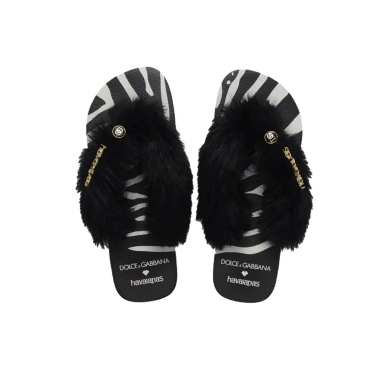 Dolce&Gabbana x Havaianas Rubber Sole Abrasion Resistant Flip Flops Women's Black White-1