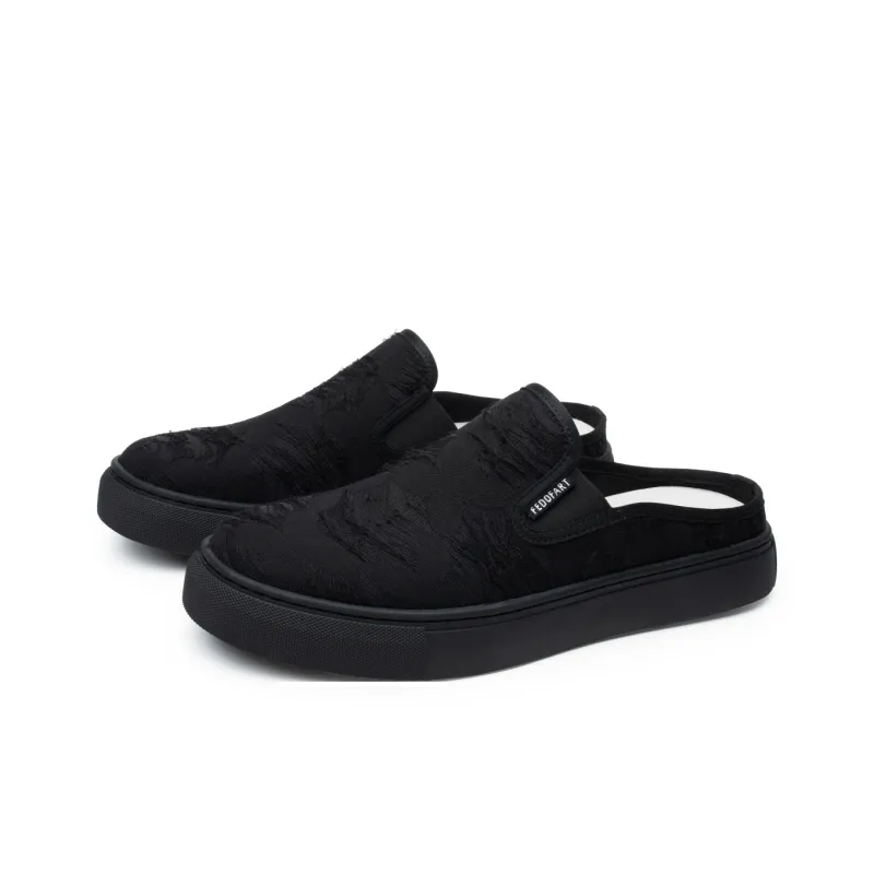 FED Rubber Sole Abrasion Resistant Slip Resistant Closed Toe Slippers Men's Black-4