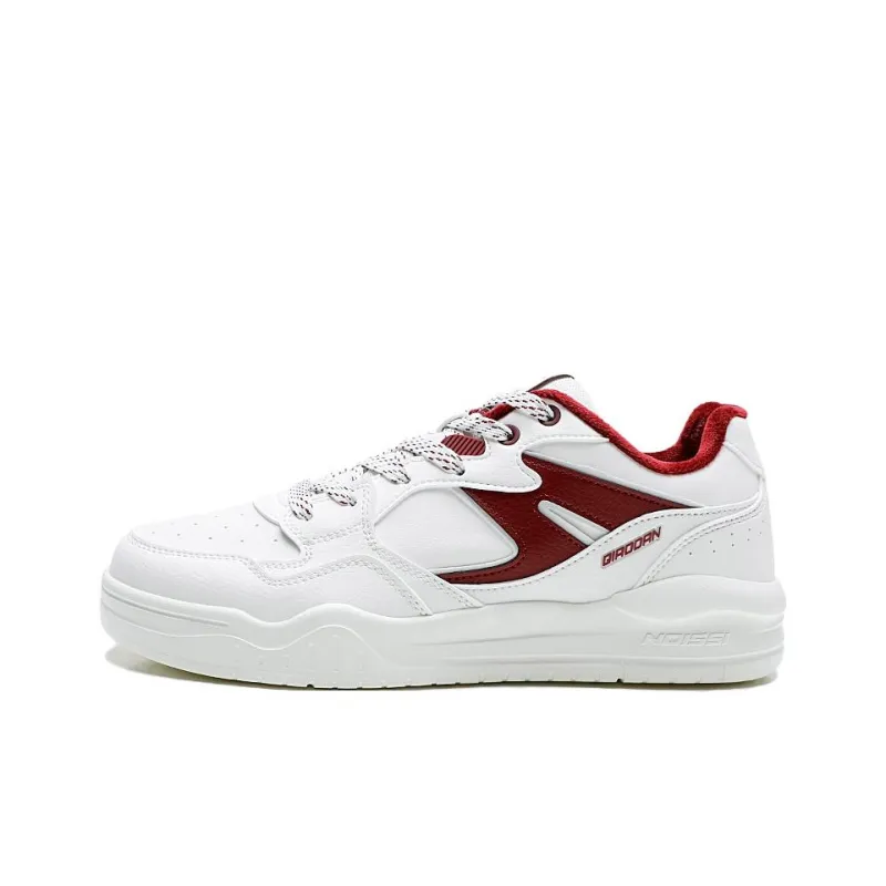 QIAODAN Thermal Slip Resistant Low Top Skateboard Shoes Men's White Red-0