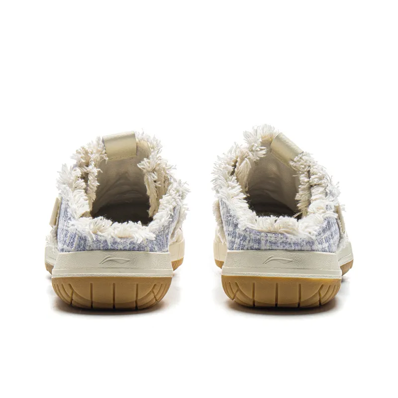 LiNing Rubber Sole Abrasion Resistant Slip Resistant Closed Toe Slippers Women's Vanilla White-3
