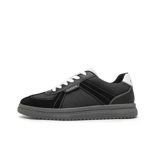 AMICNIEGD Breathable And Slip Resistant Low Top Skateboard Shoes Men's Gray Black