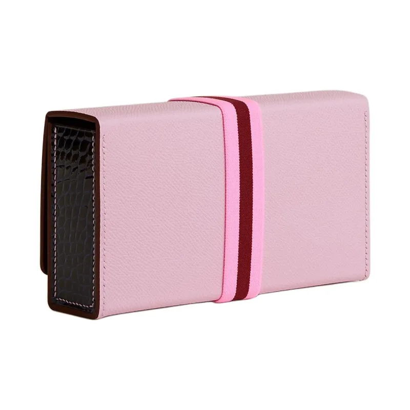 HERMES Calfskin Clutch Women's Pink & Brown-1