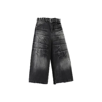 HKRXEC Denim Shorts Men Black