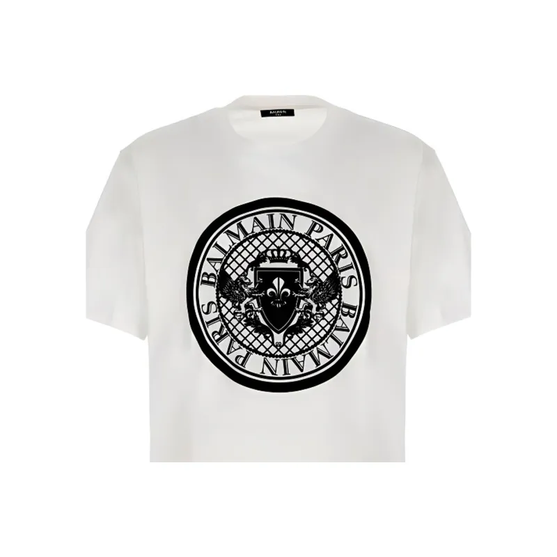BALMAIN Logo Printed Crewneck T Shirt-4