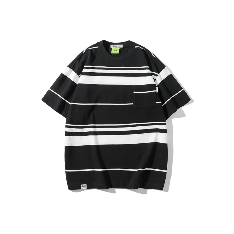 Jeep JEEPlifestyle T Shirt Unisex Black White Stripes-0