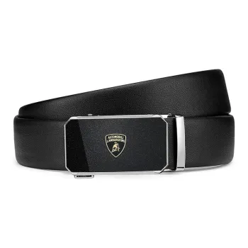 Automobili Lamborghini Cow Leather Belts Men's Width 3.5cm
