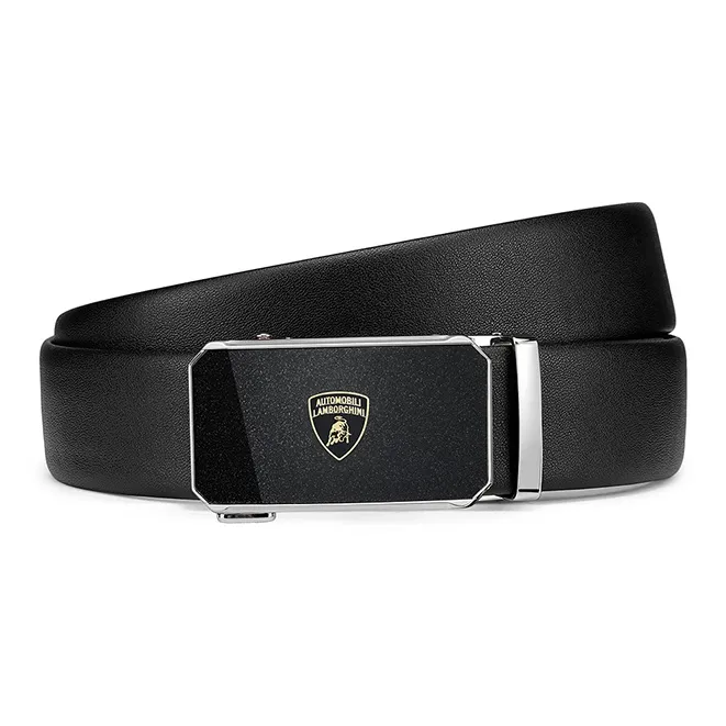 Automobili Lamborghini Cow Leather Belts Men's Width 3.5cm-0