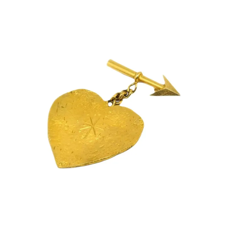 CHANEL 1993 Logo engraved Heart Brooch-1