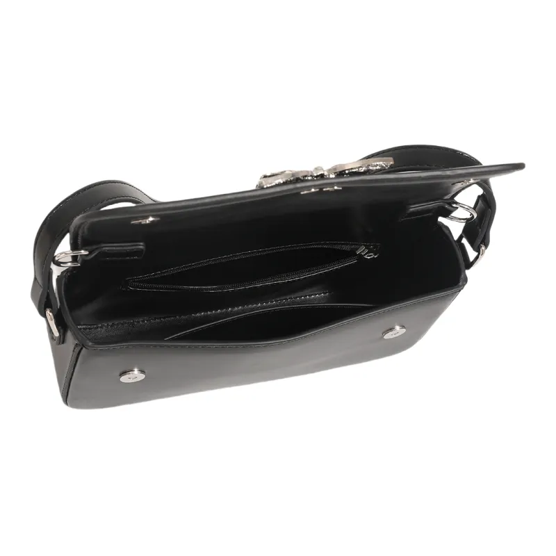 OCTSUI Synthetic Leather Handbag Women's Black/Silver-4