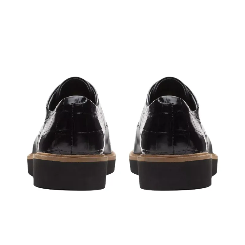 Clarks Glickly Derby Casual Single Shoes Women's Black-4