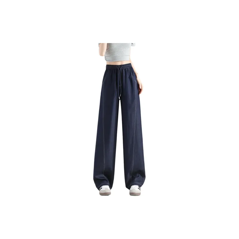 Tonlion Casual Pants Women's Dark Denim Blue-0