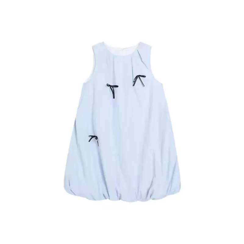 ETSE Sleeveless Dresses Women's Light Blue Tulip Skirt-0