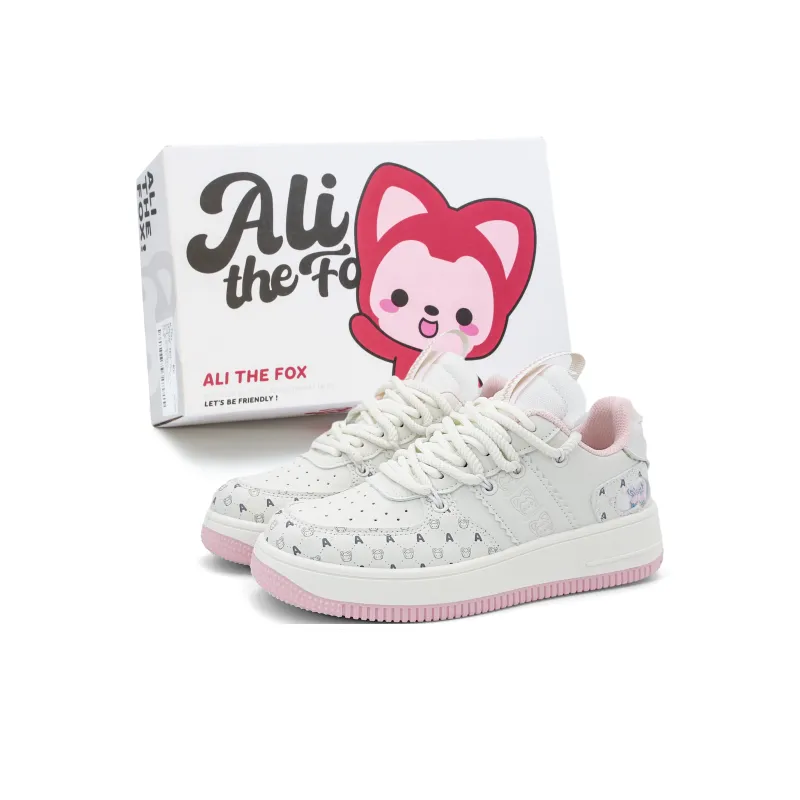 ALI THE FOX Skateboard Shoes Women's Low Top Milk Tea Pink/Iceberg Blue-1