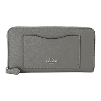 COACH Leather Wallet Trumpets Unisex Heather Gray