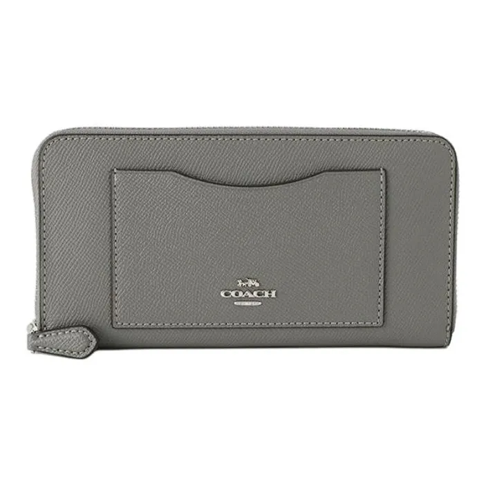 COACH Leather Wallet Trumpets Unisex Heather Gray-0