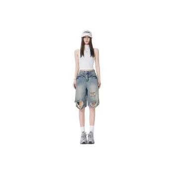 Ordifen Denim Shorts Women's Nostalgic Blue