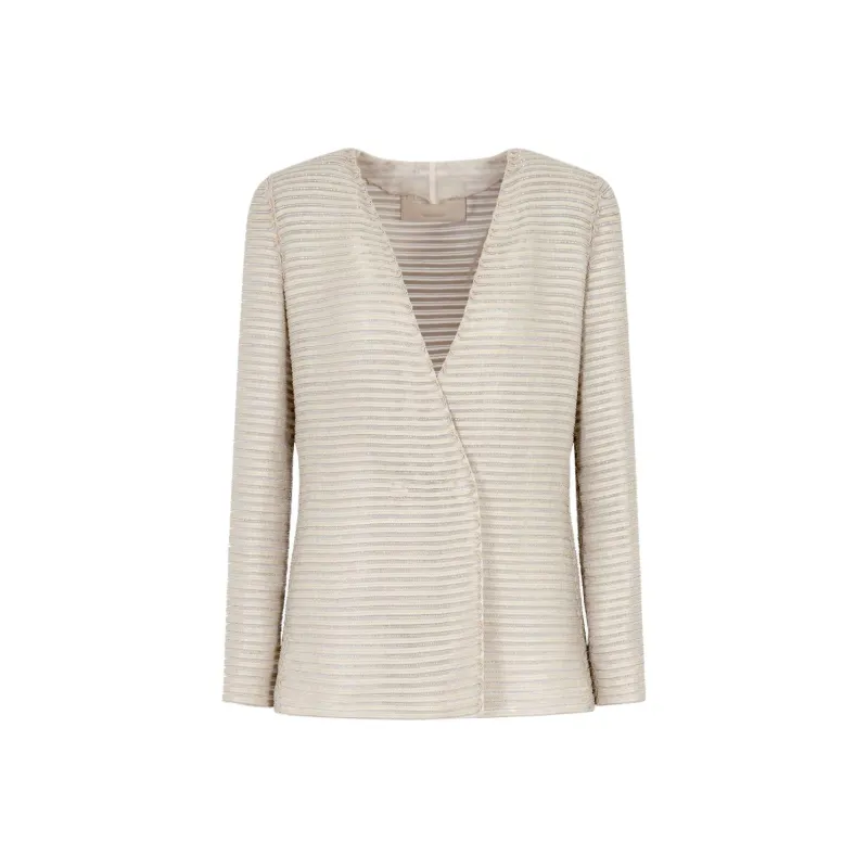 GIORGIO ARMANI Single breasted Jacket In Silk Chiffon With Embroidered Suede Webbing-0