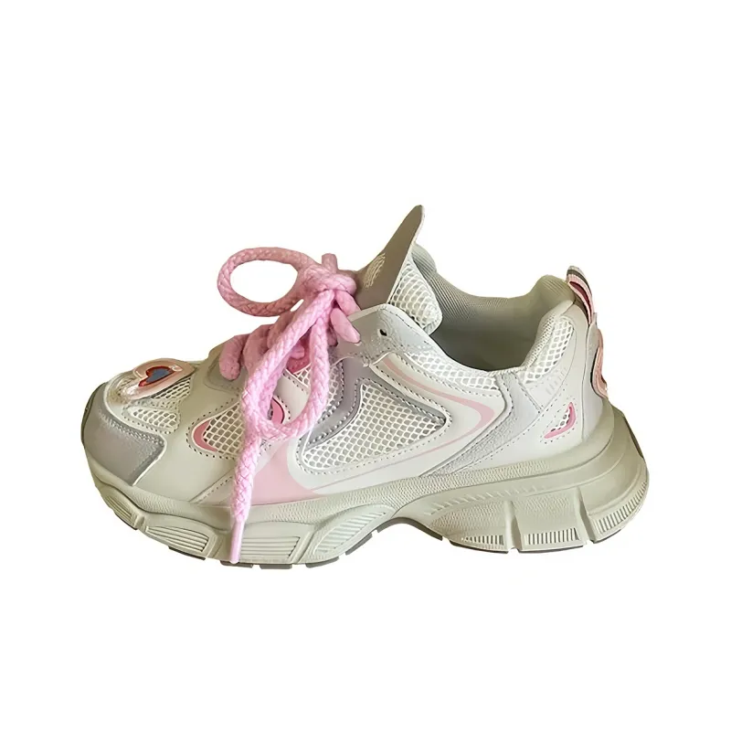 Daying Breathable Height Increase Low Top Chunky Sneakers Women's Pink-0