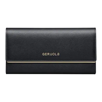Gorora Classic Cross Grain Cow Leather Long Wallet Women's Multicolor