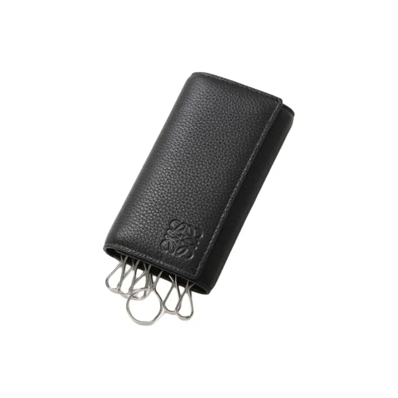 LOEWE Anagram Grain Leather Key Pouch Regular Men's Black-0