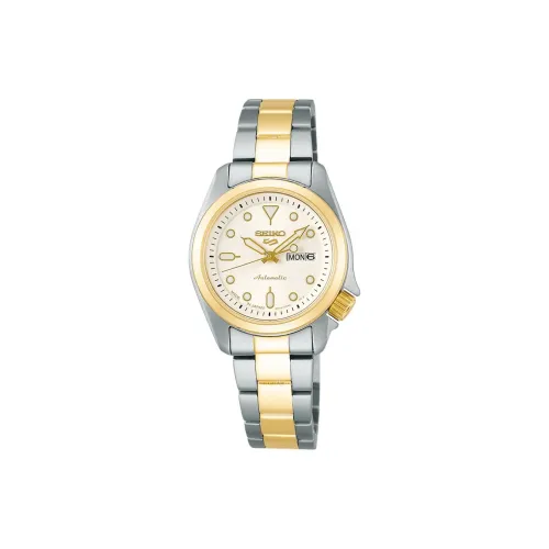 SEIKO SKX Collection Automatic Mechanical Movement Stainless Steel Strap Watch 28mm Women's Watch Gold Dial
