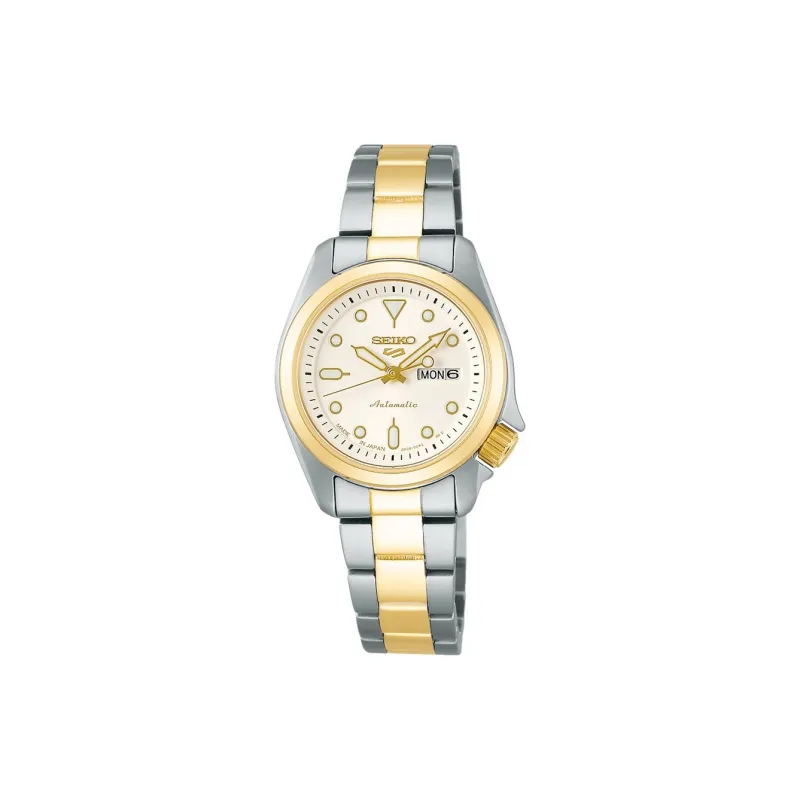 SEIKO SKX Collection Automatic Mechanical Movement Stainless Steel Strap Watch 28mm Women's Watch Gold Dial-0