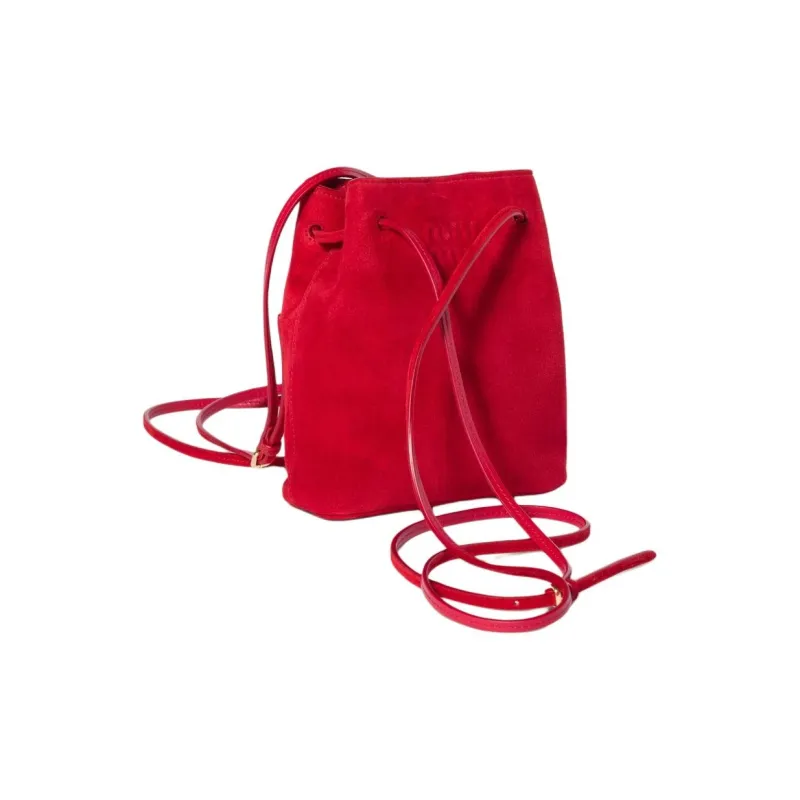MIU MIU Suede Shoulder Bag Mini Women's Ruby Red-1