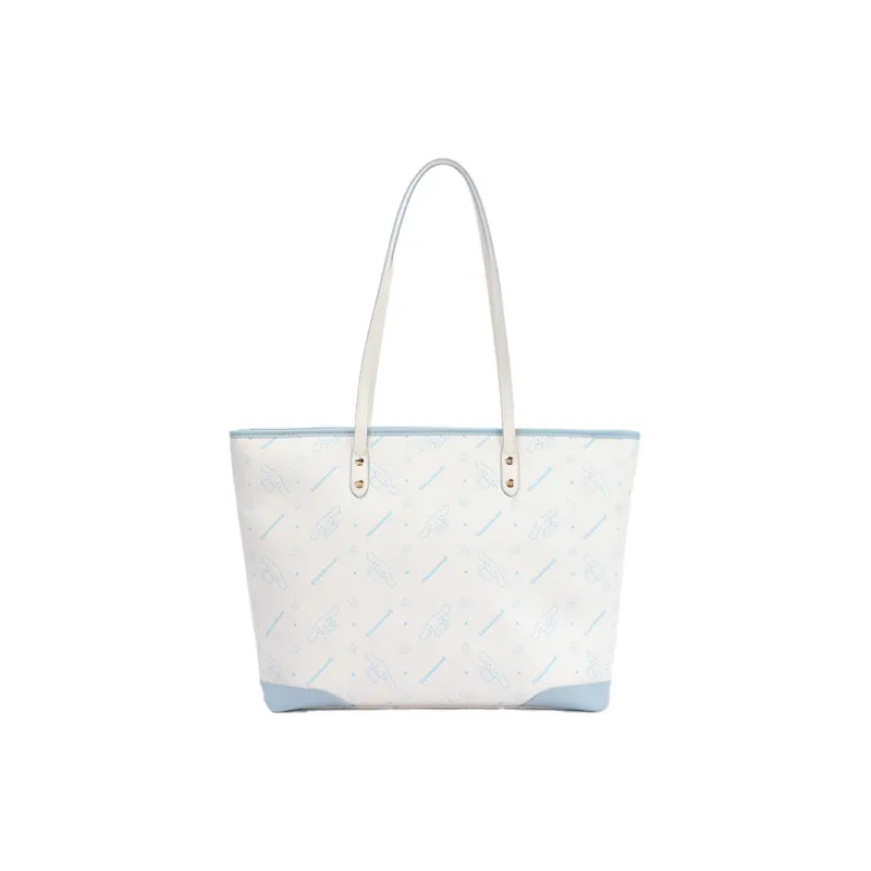 MESUCA Synthetic Leather Tote Bag, Shopping Bag, Shoulder Bag Women's Blue White-1