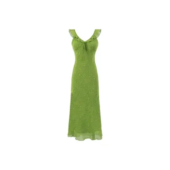 ETSE Slip Dresses Women's Green Floral Dress