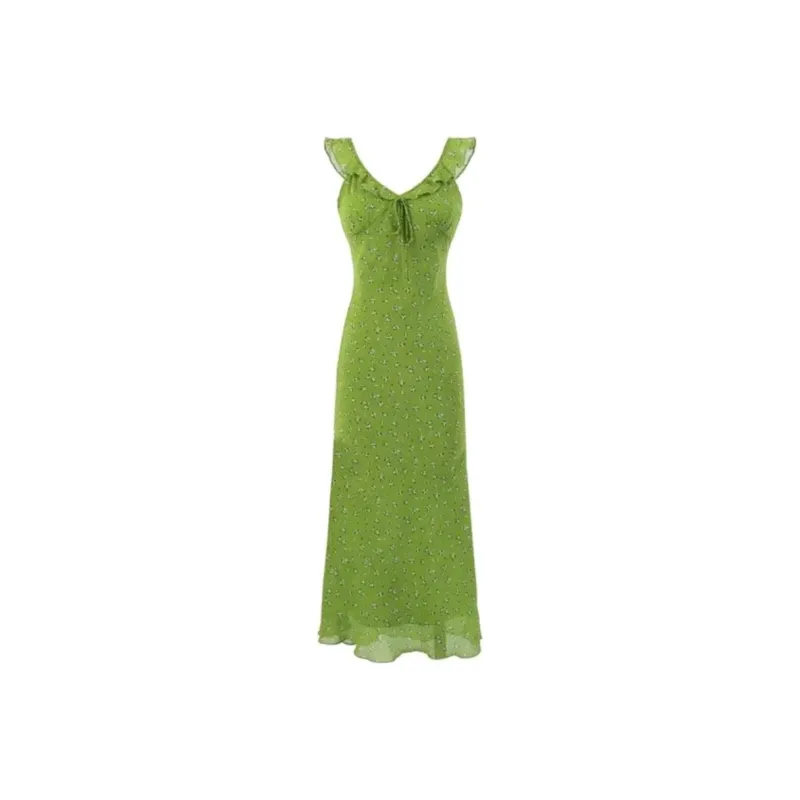ETSE Slip Dresses Women's Green Floral Dress-0