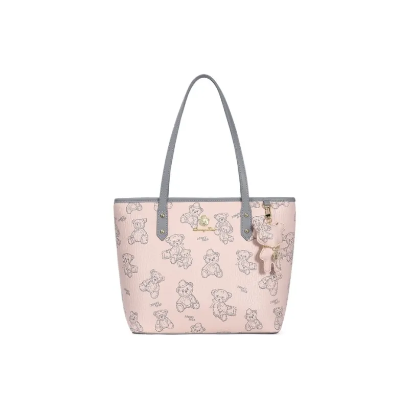 DANNYBEARJEANS PVC Tote Bag, Shoulder Bag Regular Women's Cherry Blossom Pink/Creamy Apricot/Cocoa Brown-0