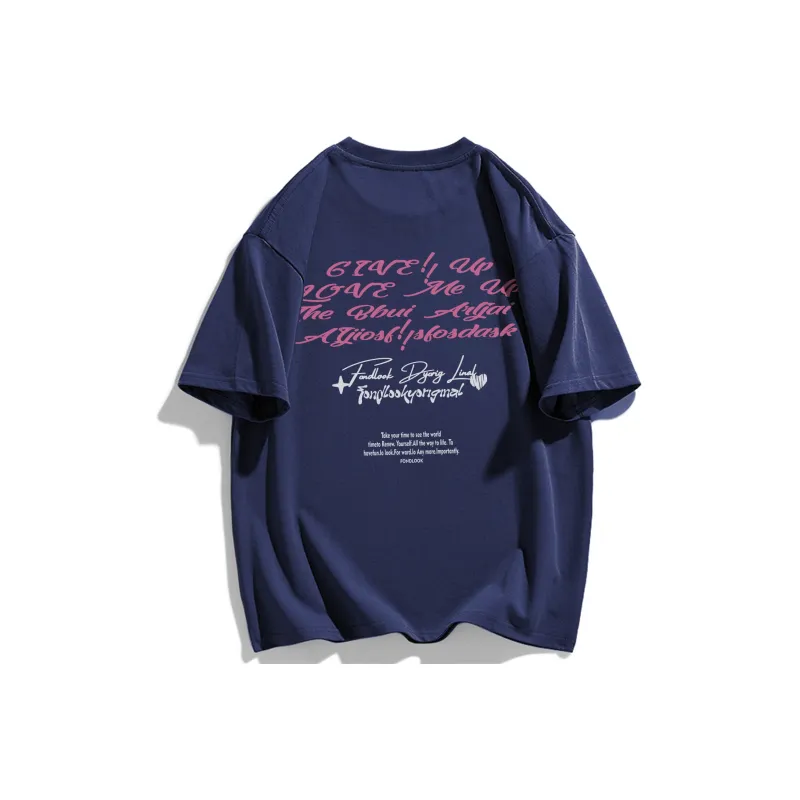 FONDLOOK T Shirts Unisex Navy Blue-0