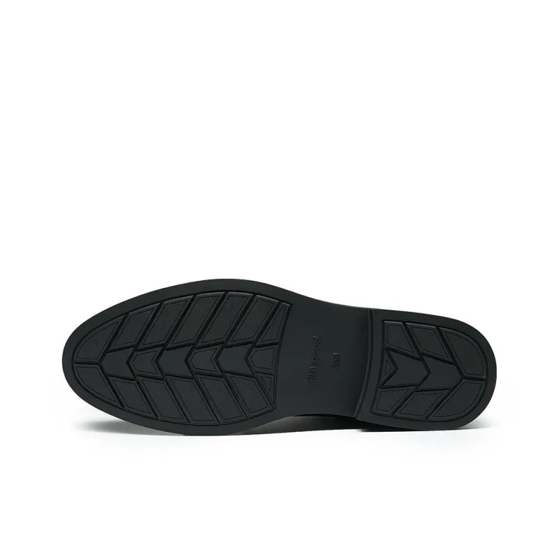 HLA Dress Shoes Men Low Top Black-4